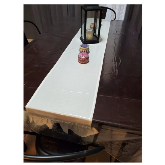 Farmhouse Table Runner Country Cottage Decor Long White Cotton Decorative Cloth - Picture 6 of 9